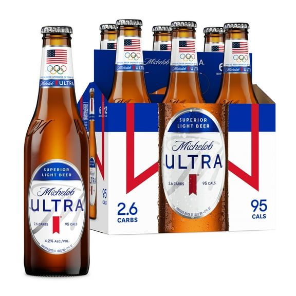 Michelob ULTRA Superior Light American Lager Beer, 6 pack 12 fl oz Glass Bottles 4.2% ABV
