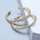 thumbnail image 5 of par de pendientes semicirculares de aleación para mujer con decoración de diamantes de imitación, regalo de joyería dorado, 5 of 5