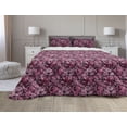 thumbnail image 1 of Romantic Comforter & Sham Bedding Set, Feminine Pattern of Wild Peony Flowers Summer Season Botany Art, 3 pcs Duvet Set Microfiber Filling Quilt, 5 Sizes, Dark Magenta and Pink, by Ambesonne, 1 of 4