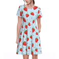 thumbnail image 1 of Disketp Strawberry para Vestido de Manga Corta para Mujeres, Vestidos de Verano para Mujeres, Casual y Holgado para la Playa, 1 of 6