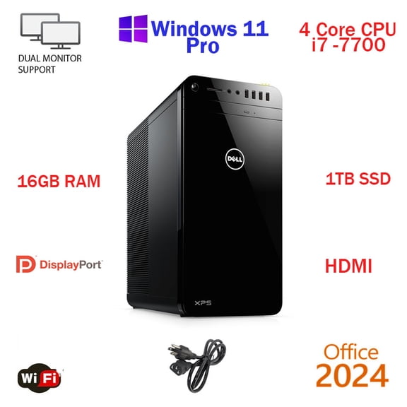 Restored Windows 11 Dell XPS 8920 Core i7-7700 1TB SSD 16GB RAM WiFi Desktop Computer PC Office24