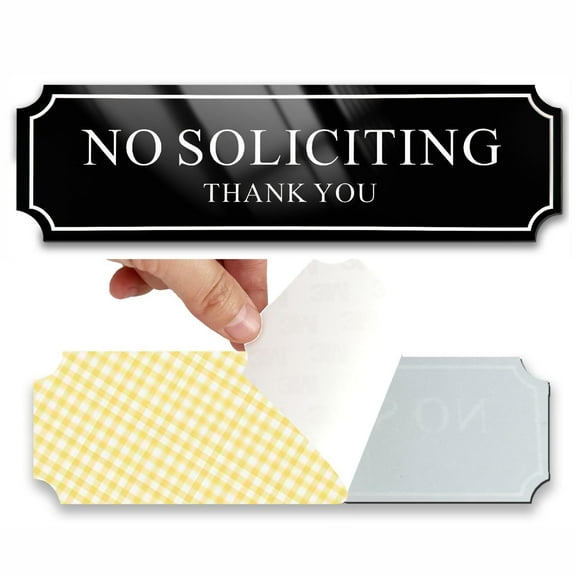 LYTMENT Self-Adhesive Acrylic No Soliciting Sign for Front Door No Solicitation Sign No Solicitors Sign for House Easy to Apply for Office Store