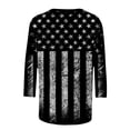thumbnail image 4 of Sweet Home Farm 3/4 Sleeve T Shirts for Women Length Womens Tops 4th Of July Casual Crewneck USA Flag And Stripes Patriotic Patriotic Shirts Black, 4 of 5