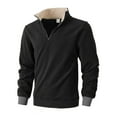 thumbnail image 4 of Mens Pullover Sweatshirts Sherpa Lined Casual Long Sleeve Mock Neck Fall Winter Tops with Zipper Pocket (M, Black), 4 of 9