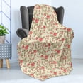 thumbnail image 4 of Rose Soft Flannel Fleece Throw Blanket, Rustic Pattern with Floral Stems Old Fashion Design Classical Feminine, Cozy Plush for Indoor and Outdoor Use, 60" x 80", Pale Yellow Dark Coral, by Ambesonne, 4 of 5