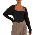 thumbnail image 2 of Odeerbi Sexy Cropped Cardigan Sweaters For Women Winter Solid Color Shrug Sweater Super Soft 2024 Long Sleeve Short Sweater Jacket Black, 2 of 9