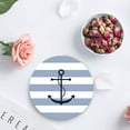 thumbnail image 4 of RYLABLUE Nautical Theme Anchor Geometric Blue Stripes Set of 4 Round Coaster for Drinks, Absorbent Ceramic Stone Coasters Cup Mat with Cork Base for Home Kitchen Room Coffee Table Bar Decor, 4 of 5