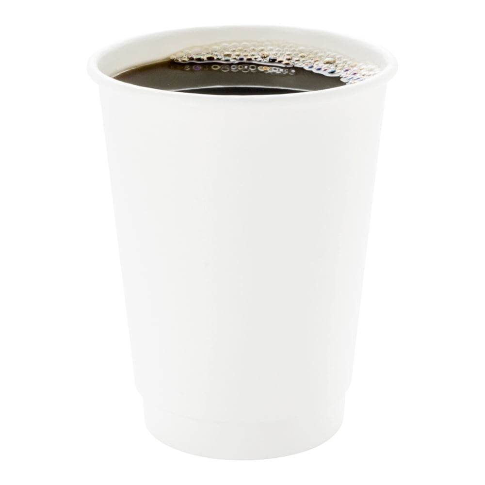 12 oz White Paper Coffee Cup Double Wall 3 1/2" x 3 1/2" x 4 1/4