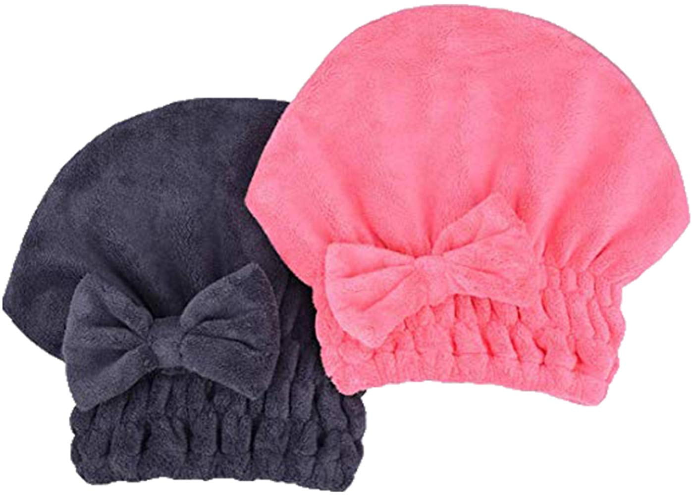 MAYOUTH Microfiber Hair Drying Towels Head wrap with Bow-Knot Shower Cap  Hair Turban hairWrap Bath Cap for Curly Long  Wet Hair Gift for Women  2pack 1darkgrey+rose Red - Walmart.com