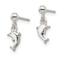 thumbnail image 2 of 925 Sterling Silver Polished Post Dangle Dolphin Earrings 15x6mm Wide Dangle Earring for Women, 2 of 2