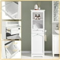 thumbnail image 2 of DWVO Tilt Out Laundry Cabinet with Basket and Drawer, Laundry Hamper Bathroom Storage Cabinet with Shelves, White, 2 of 6