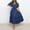 B74 Dark Blue Plus Size Summer Dresses Clearance Under $5, variant on Cagogo Casual Ruffle Short Sleeve Party Dresses for Womens Summer Spring Wrap V Neck A Line Swing Tiered Flowy Maxi Long Pleated Sun Dresses Elegant Black Western Dress