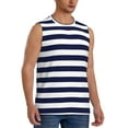 thumbnail image 2 of Kdxio Navy Blue And White Stripes for Men's Muscle T-shirt,Sleeveless for Workout Running Athletic Gym Lounge Casual, 2 of 7