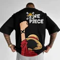 thumbnail image 1 of Camiseta de una pieza para hombre y mujer, camisa de gran tamaño con estampado de personalidad de Anime, Luffy Zoro, de verano498, 1 of 5