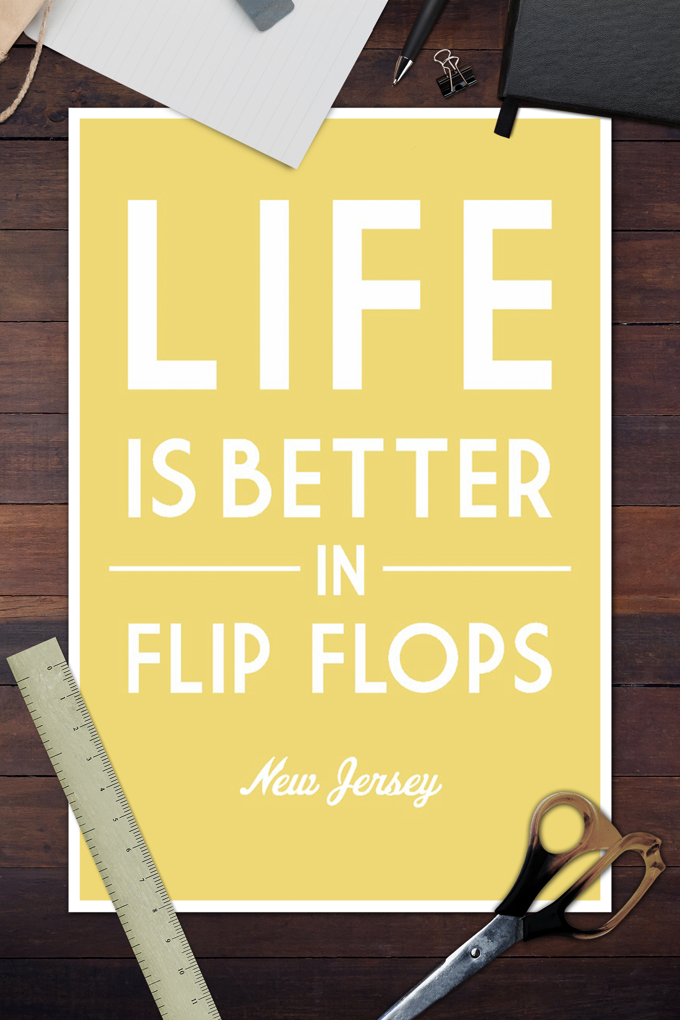 New Jersey, Life is Better in Flip Flops, Simply Said (12x18 Wall Art Poster, Room Decor) - image 3 of 3