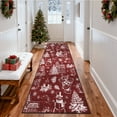 thumbnail image 4 of 2x6 ft Red Christmas Area Rug, Tree Snowman Reindeer Print, Washable, Non-Slip, Holiday Indoor Living Room, 4 of 8