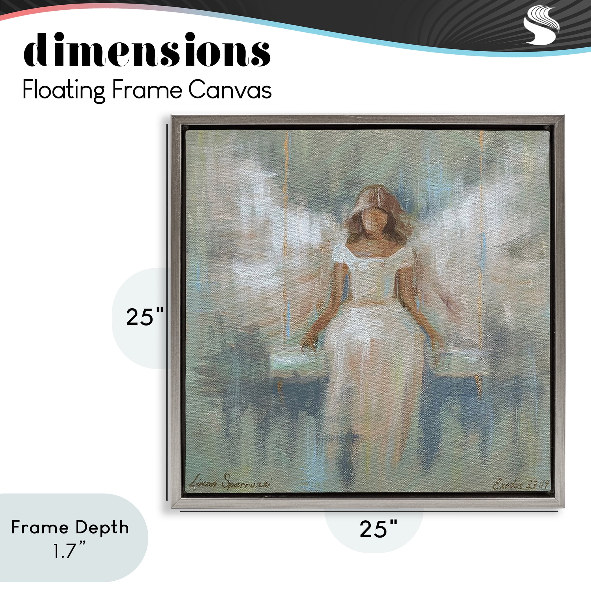 Stupell Industries Dreamlike Restful Angel Gray Framed Floater Canvas Wall Art, design by Linda Sperruzzi