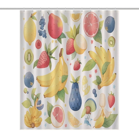Various Fruits Shower Curtain Modern Home Bathroom Bathtub Decor Waterproof Fabric with 12PCS Hooks