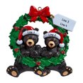 thumbnail image 4 of Ornaments by Elves Personalized Bear Couple Christmas Wreath Ornament 2024 Santa Hat Decor .25lbs, 4 of 10