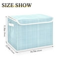 thumbnail image 3 of Light Blue Vertical White Lines Fabric Texture Foldable Storage Bin with Lid and Handle Collapsible Storage Box 16.5 x 12.6 x 11.8 inches, 3 of 7