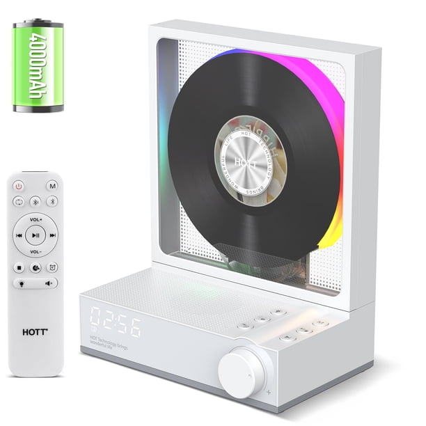 Reproductor De Cd De Escritorio Bluetooth Con Altavoces Y Luces De Colores Rgb Hott Home Reproductores De Cd Bluetooth Con Sonido Estéreo De Alta Fidelidad Control Remoto Admite Cd/Bluetooth/Tarjeta T