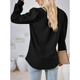 thumbnail image 3 of Blouses for Women Dressy Casual V-Neck Long Sleeve Womens Tops with Puff Sleeves Black Xl, 3 of 8