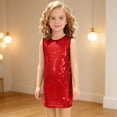 thumbnail image 2 of EnJoCho Girls Sequins Dress Sleeveless Crewneck High Waist A Lined Holiday Wedding Prom Dance Dresses 3 to 13Y, 2 of 4