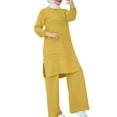 thumbnail image 2 of Pyhlmscde Women's Solid Color Long Sleeved Shirt And Pants Set, Women Fall Clothes, Muslim Abaya Dress for Women, Loungewear Sets Woman, 2 of 6