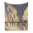 thumbnail image 1 of Art Soft Flannel Fleece Blanket, Man Standing on Unsafe Bridge Looking at Clouds Outdoor Depression Loneliness Art Print, Cozy Plush for Indoor and Outdoor Use, 60" x 80", Multicolor, by Ambesonne, 1 of 6