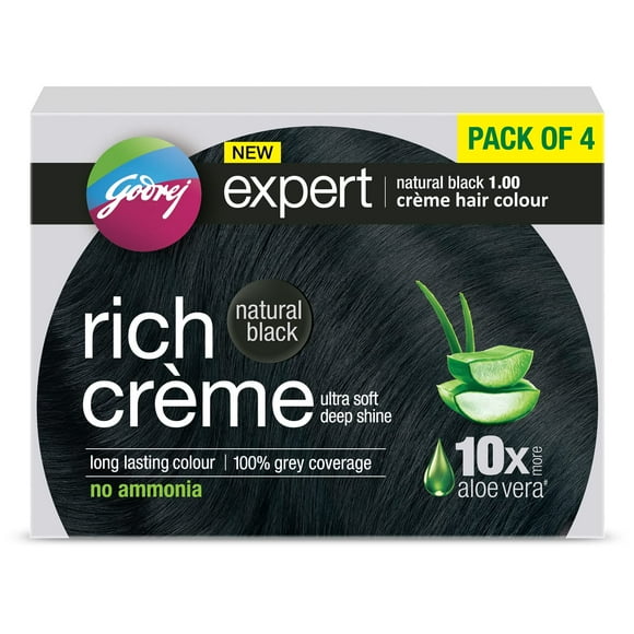 Godrej Expert Rich Crème Hair Colour Shade - Pack Of 4 (Natural Black)