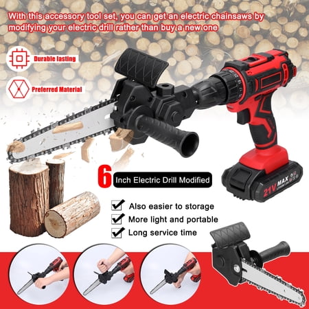 UsilkU 6 Inch / 15.24 cm Electric Drill Modified To Electric Chainsaw Tool Attachment Accessory Practical Modification Set Woodworking Cutting Tool Orange