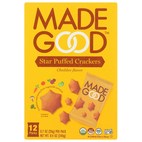 Madegood Cheddar Star Puffed Crackers 8.4 Ounce, Pack Of 3
