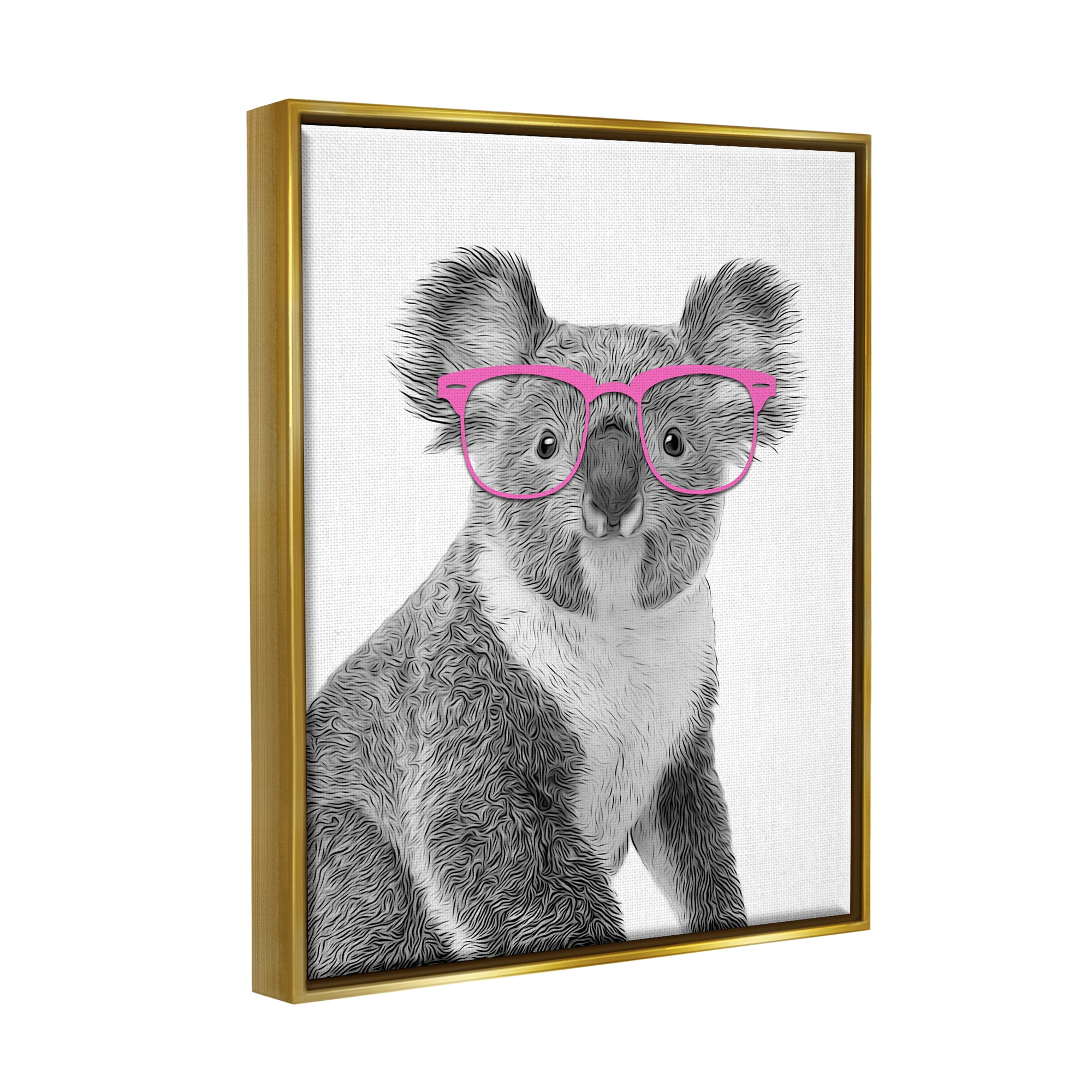 Stupell Industries Funny Koala Wildlife In Glasses Animals & Insects Painting Gold Floater Framed Art Print Wall Art