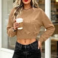 thumbnail image 4 of Gytharion Women's Cropped Sweatshirts Crew Neck Patch Pocket Solid Color Soft Comfortable Classic Pullovers Fashion Cozy Athleisure Pullover Tops, 4 of 7
