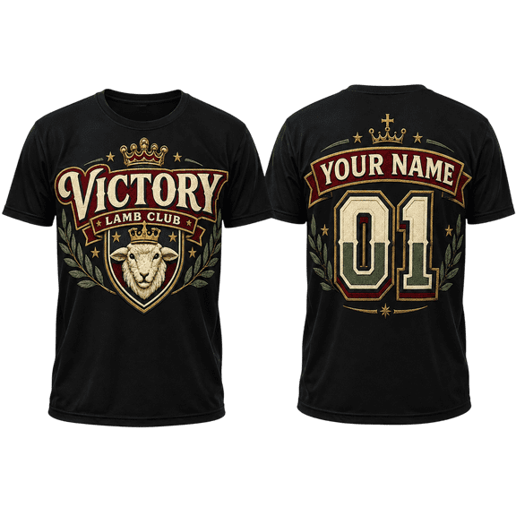 Lotusprint LLC 2D Print Victory Lamb Unisex T-shirt 3D, Personalized Christian Varsity Tee