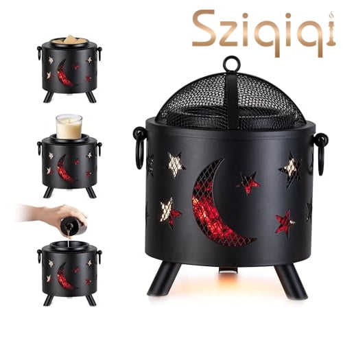 Sziqiqi Fireplace Wax Melt Warmer with Timer: Electric Candle Warmer for Kitchen Living Room, 6.3" Tart Burner Industrial Decor