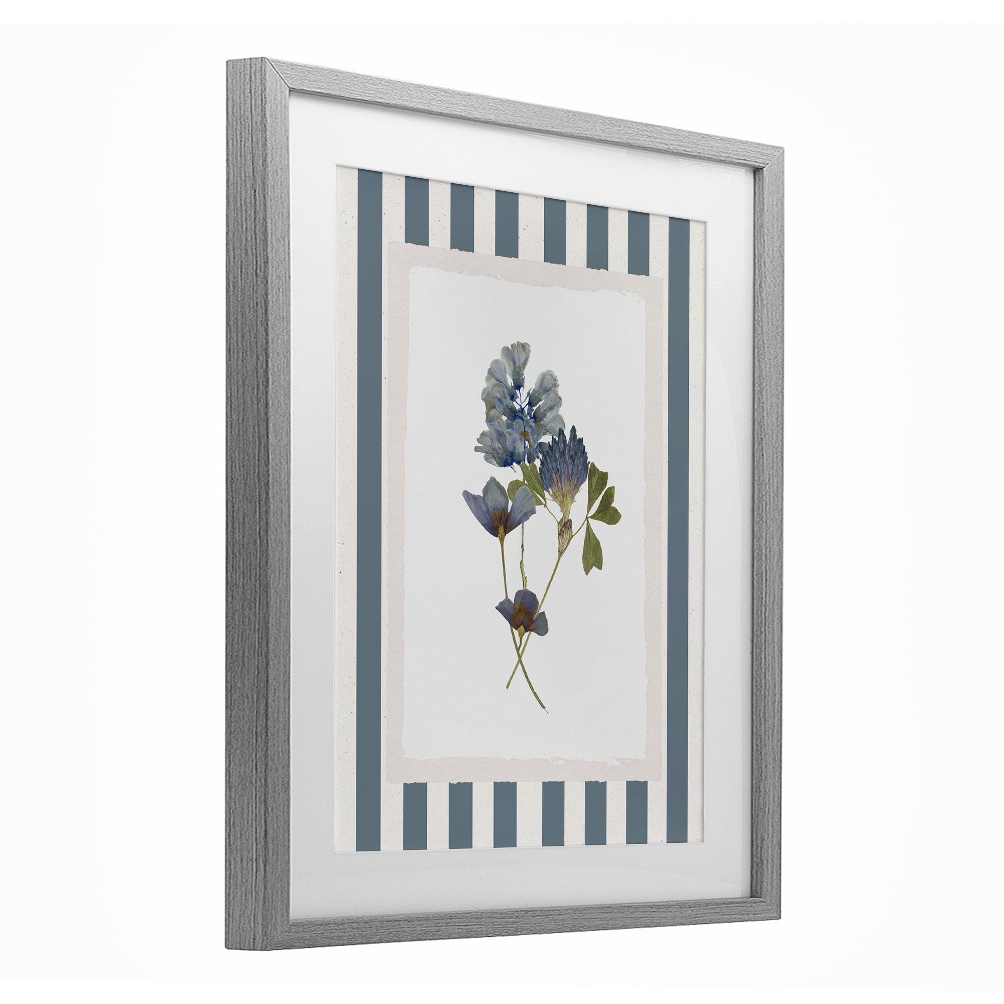 Stupell Industries Blue Summer Memory Florals Gray Framed Print Under Glass, design by Val Rhodes