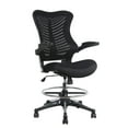 thumbnail image 4 of Office Factor Tabouret Commis Caissier Chaise de Dessin Réception Maille Noire Accoudoirs Relevables Siège Moulé avec Mécanisme à une Poignée Simple (Tabouret Tissu Maille Noir), 4 of 5