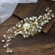 thumbnail image 4 of Nvzi Horquillas para el pelo de boda con flores para novias, peinetas con perlas de cristal, pinzas para el pelo, tocado, accesorios para el pelo de boda dorados, joyas - doradas, 4 of 5