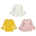thumbnail image 5 of GYRATEDREAM Girl's Ruffle Neck Sweaters Kids Long Sleeve Drop Shoulder Pullover Cable Knit Chunky Contrast Sweater Tops for 7-8Y White, 5 of 7