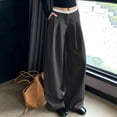 thumbnail image 5 of cocolona Womens Casual Patchwork Dress Pants Elastic Waist Straight Wide Leg Commute Yoga Pants with Pockets, 5 of 5