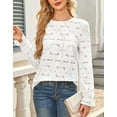 thumbnail image 3 of Cogild Women's Crochet Lace Blouses for Womens with Floral Pattern Crew Neck Blouses Fall Shirts Long Sleeve Shirts for Womens, 3 of 8