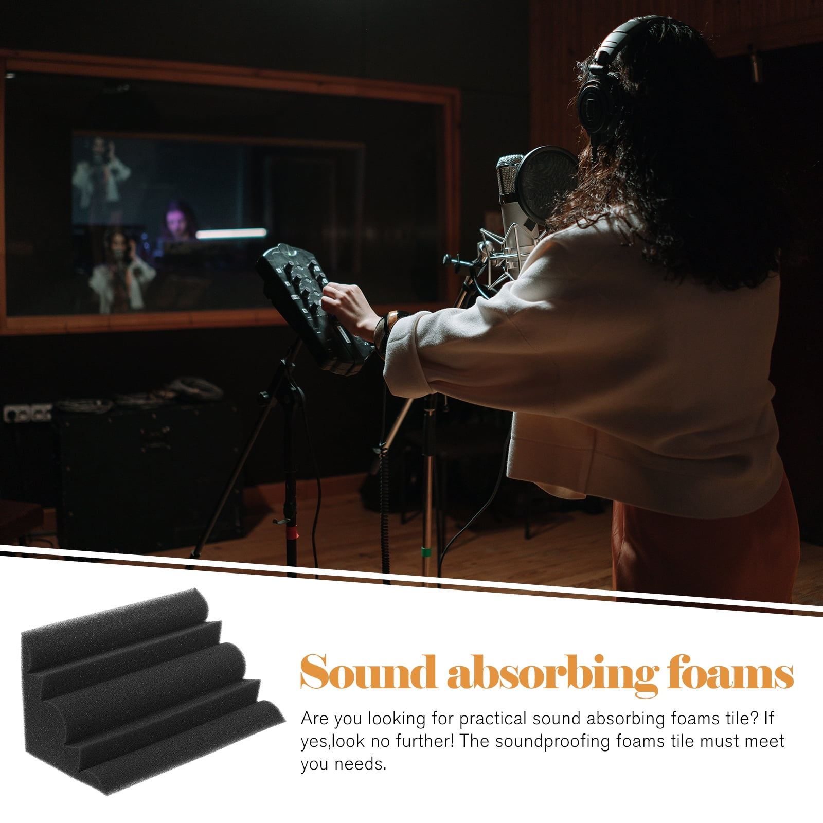 3 Pieces Bass Traps Sound Insulation Cotton Acoustic Panel 12x12x24cm Black