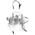 thumbnail image 1 of New York Apron Hand Drawn NYC Cityscape Tourism Travel Industrial Center Town Modern City Design, Unisex Kitchen Bib Apron with Adjustable Neck for Cooking Baking Gardening, Grey White, by Ambesonne, 1 of 3