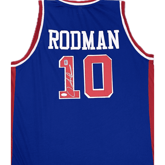 Dennis Rodman Signed Autographed Custom Blue/Red Jersey JSA Authentication