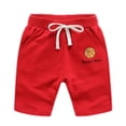 thumbnail image 3 of FSYBOA Boys Cotton Shorts, Elastic Waist Drawstring Casual Knee Length Athletic Shorts Red Size 5-6 T, 3 of 6