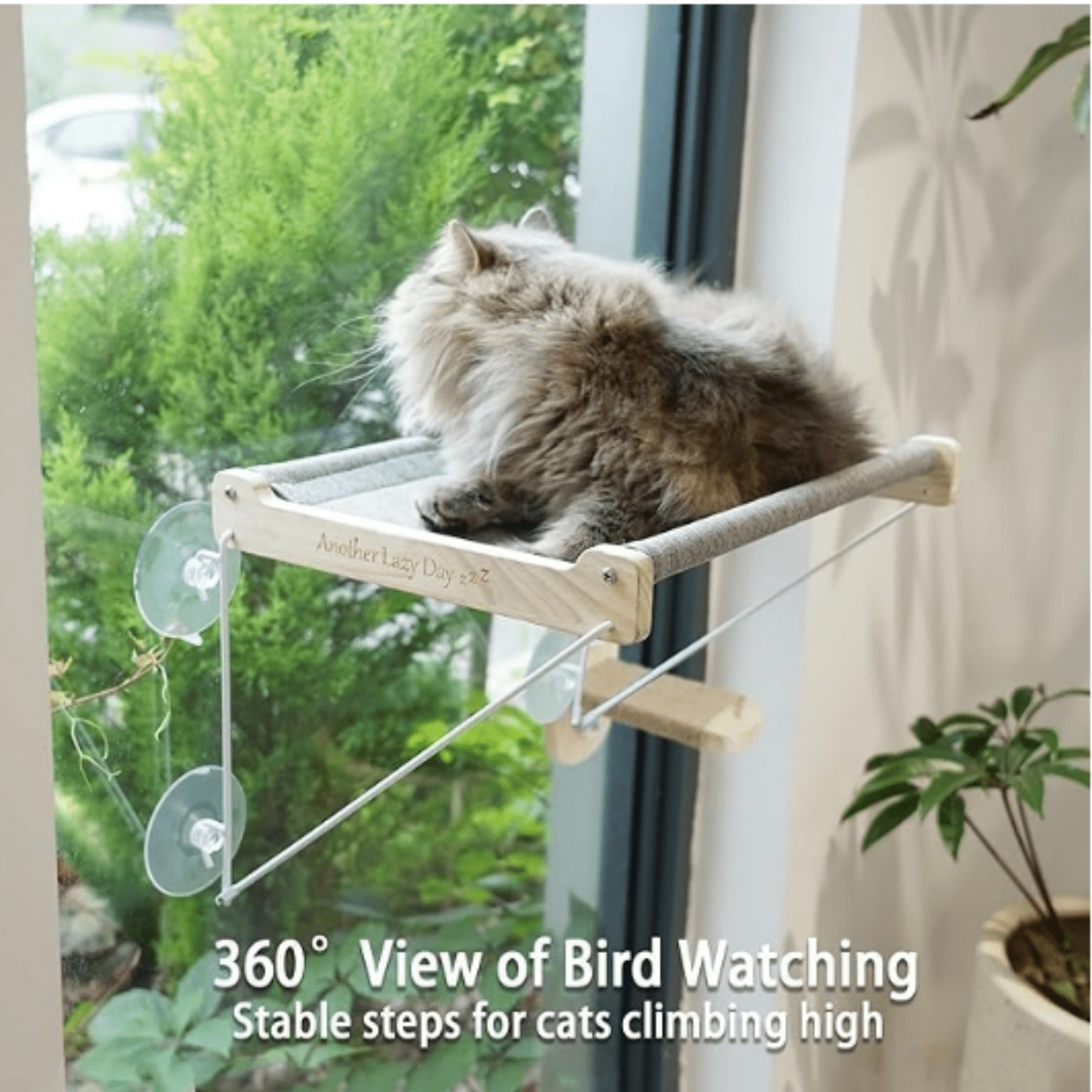 Cat Window Perch, Foldable Cat Hammock for Window, Stable Window Shelves for Indoor Cats, Set Includes 2 Pack of Window Stairs
