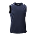 thumbnail image 4 of Men'S Solid Color Sleeveless Tank Top Breathable Mesh Athletic Shirt With Reflective Stripes For Running Workout Gym And Daily Training Activities Tank,Dark Blue,XL, 4 of 5