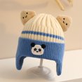 thumbnail image 2 of SGFCWSX Boys Girls Winter Knit Hat with Earflap Kids Windproof Warm Fleece Lined Critter Cap Blue Free Size, 2 of 3