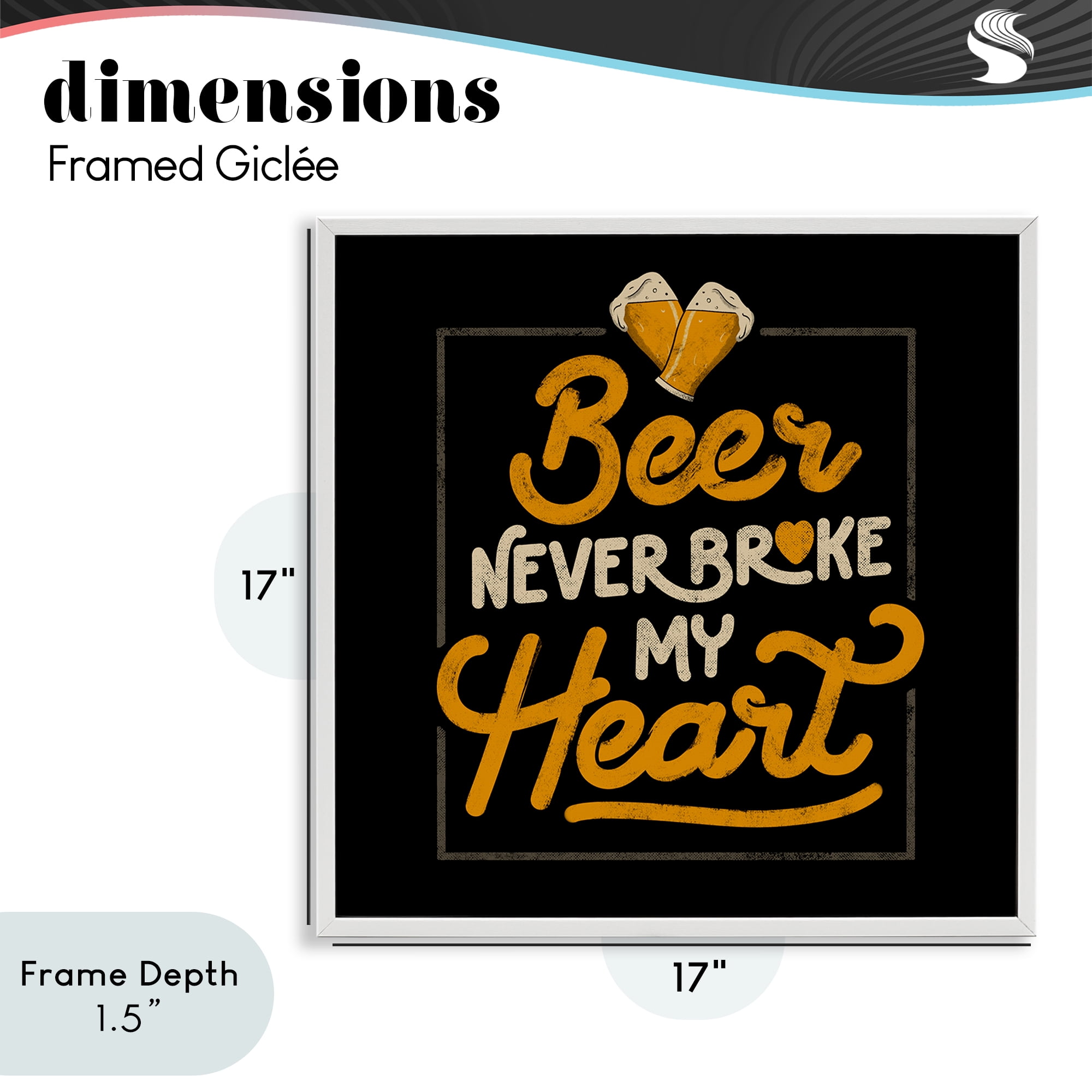 Stupell Industries Beer Never Broke My Heart White Framed Giclee Art, design by EduEly Designs